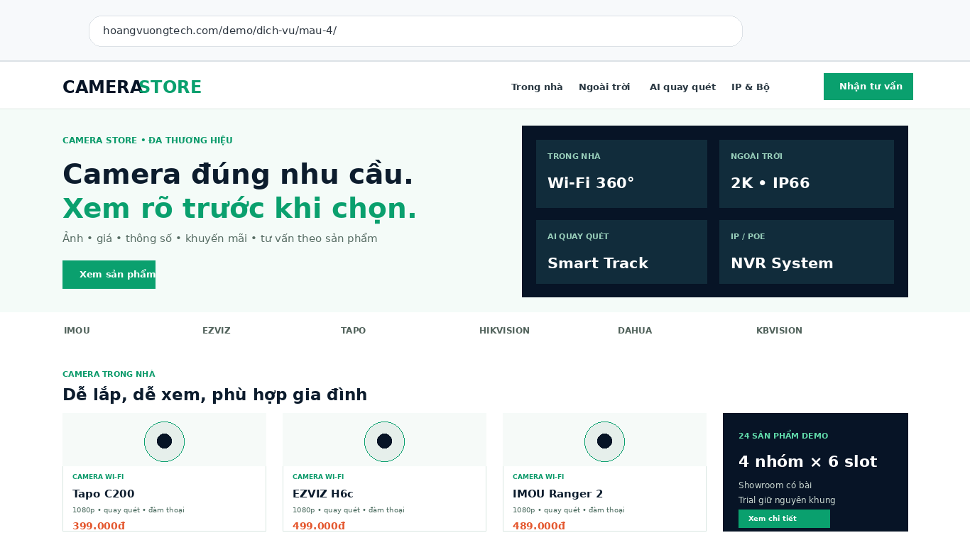 Template website bán Camera – Catalog sản phẩm & tư vấn