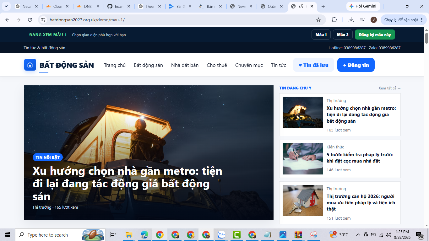 Mẫu 1 · Tin tức & BĐS