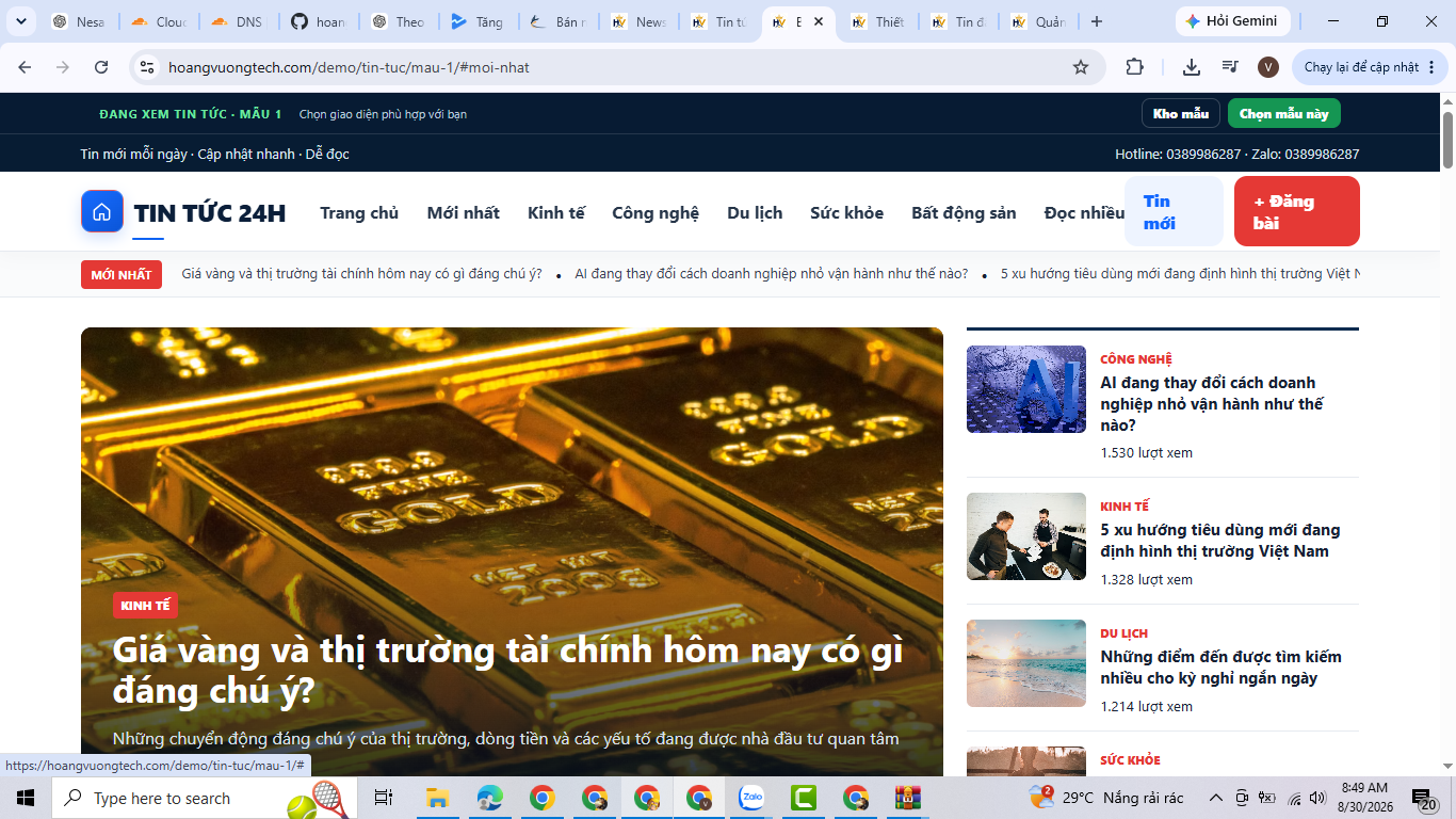 Tin tức Mẫu 1 · Tạp chí hiện đại